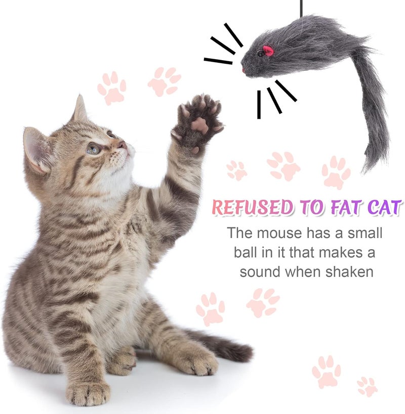 Fuyamp 2 Packs Door Hanging Cat Toy, Hanging Door Cat Toy Mouse Teaser Toys Retractable Cat Toy Interactive Cay Toy Funny Mouse Cat Toy for Indoor Cat Kitten Hunting Exercising Eliminating - Image 5