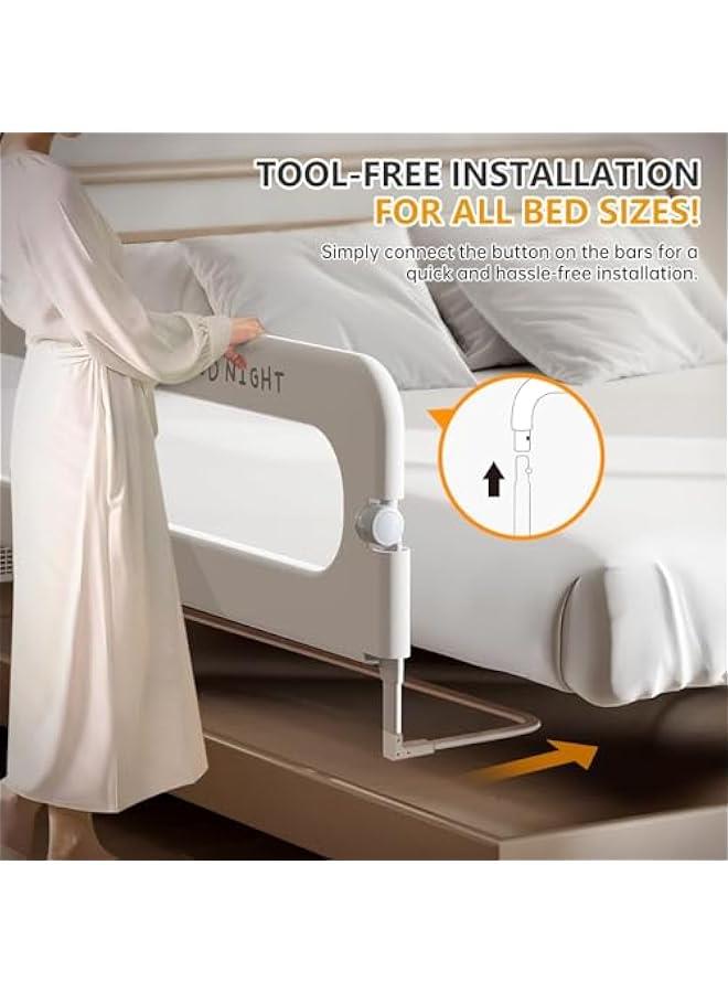 HOOKOR Baby Bed Rails Guard for Toddlers - Toddler Bed Rail for Queen Full King Twin Crib Bunk Size Bed Adjustable Heights & Swing Down Bedrail Extra Tall Child Safety Side Railing Guards for Kids - Image 2