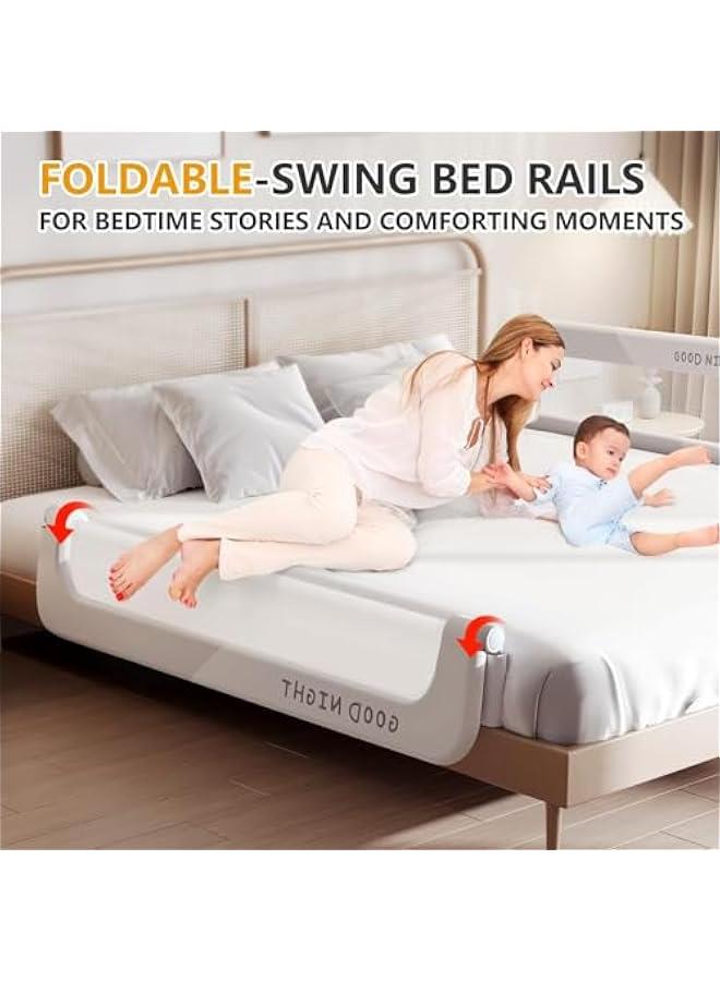 HOOKOR Baby Bed Rails Guard for Toddlers - Toddler Bed Rail for Queen Full King Twin Crib Bunk Size Bed Adjustable Heights & Swing Down Bedrail Extra Tall Child Safety Side Railing Guards for Kids - Image 4
