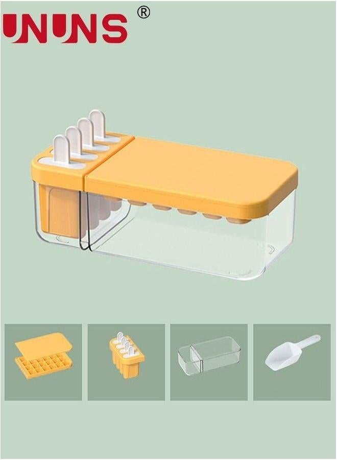 UNUNS Ice Cube Trays Molds for Freezer 2 in 1 Maker Container Storage with Lid Bin Scoop Easy Release Cream Mold BPA Free - Image 1