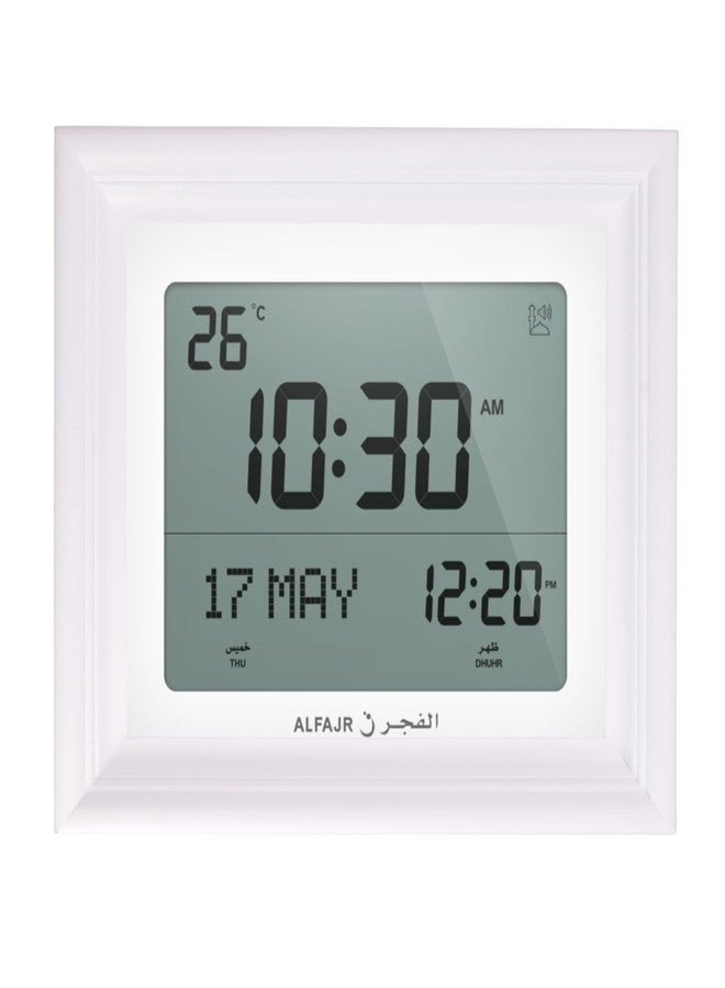 ALFAJR Automatic Worldwide Digital Azan/Athan/Nimaz Prayer Wall and Desk White Clock CF-19 with Detachable Frame (White) - Image 2