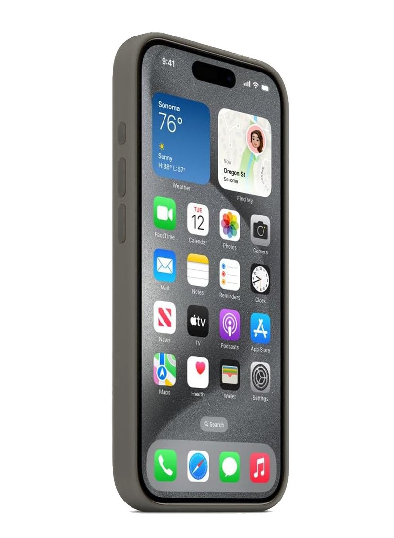 Max & Max iPhone 15 Pro Max Silicon Case Magsafe Supports Wireless Charging, Shockproof Protection Smooth Grip Cover - Gray - Image 2