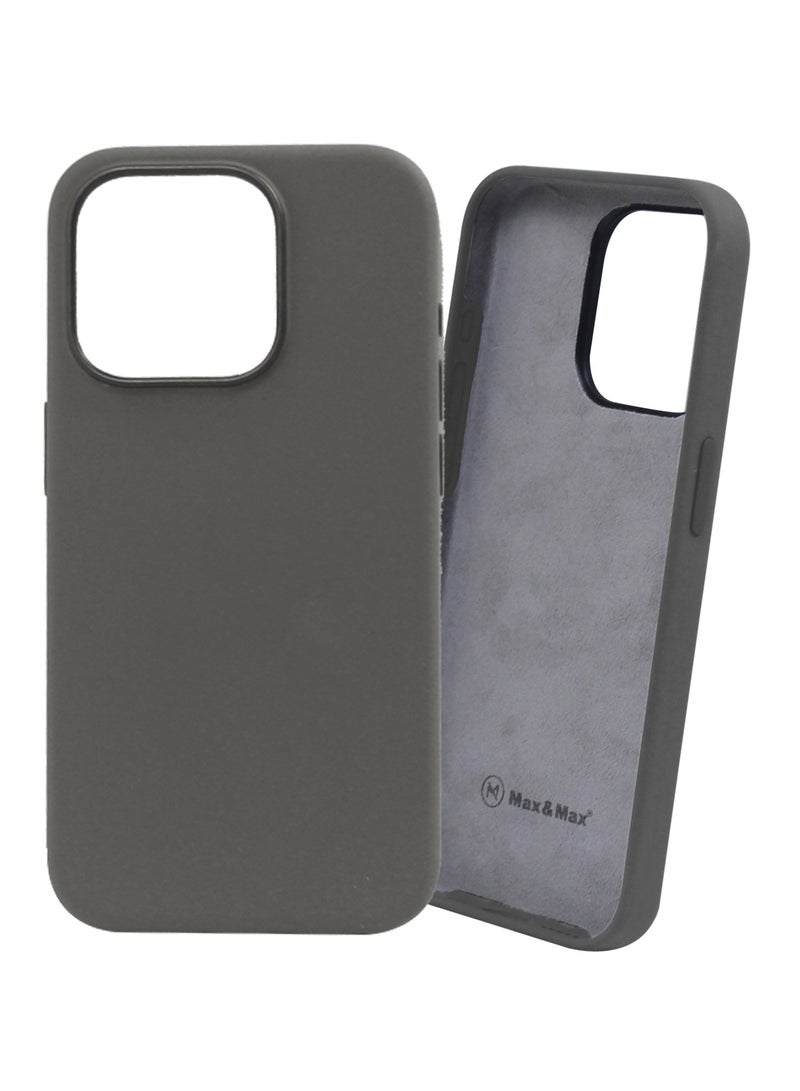 Max & Max iPhone 15 Pro Max Silicon Case Magsafe Supports Wireless Charging, Shockproof Protection Smooth Grip Cover - Gray - Image 1