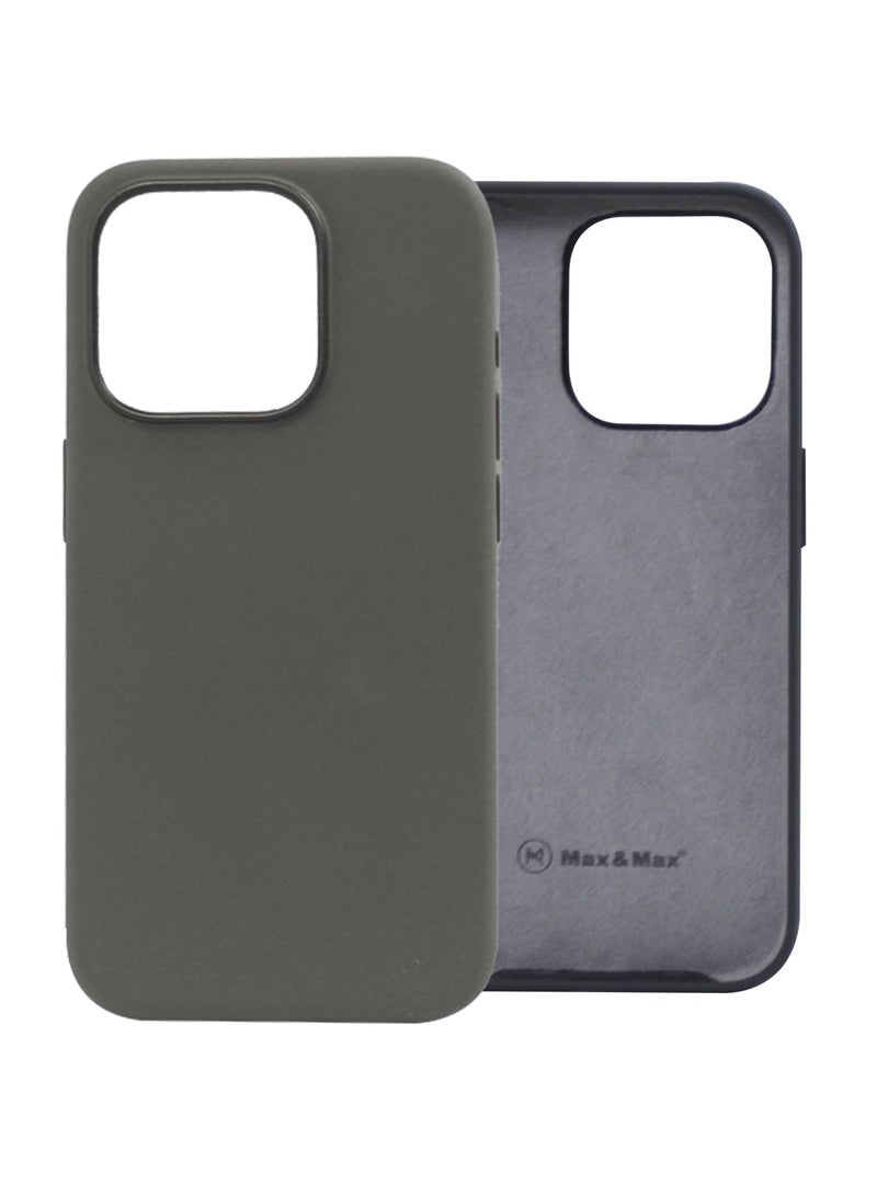 Max & Max iPhone 15 Pro Max Silicon Case Magsafe Supports Wireless Charging, Shockproof Protection Smooth Grip Cover - Gray - Image 5