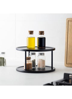 Navaris Two Tier Lazy Susan Storage Rack Rotating Turntable Organizer For Kitchen Shelf Pantry Cupboard Fridge Metal Rotating Vertical Spice Rack  - Image 2