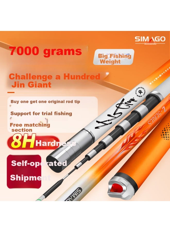 Simago Ximanduo Giant Rod 19 Sections 8h Ultra Hard Carbon Imported Fr Japan For C Prehensive Fishing Of Catfish, Carp, And Bream With A 4.8m Pole - Image 1