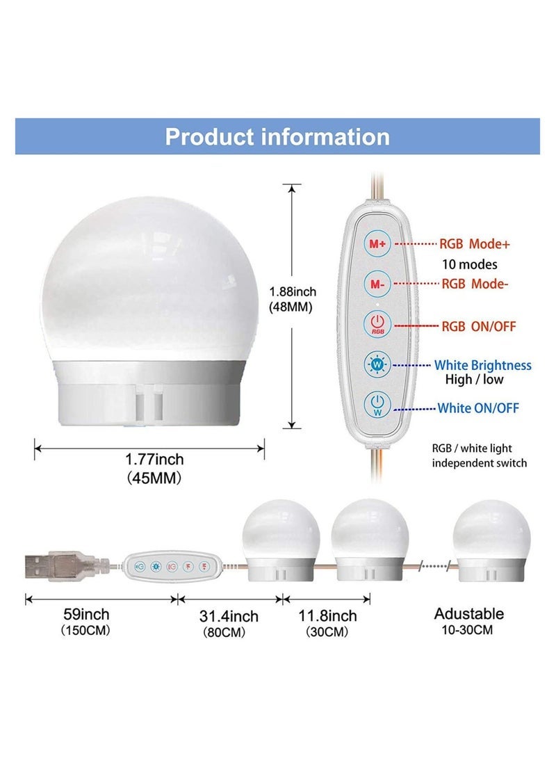 Mirror Lights Vanity Lighting 10 LED Bulb Make up Decoration Lights Hollywood Style 16 Modes Color Changing Lights for Home Bedroom Bathroom Dressing Room - Image 5