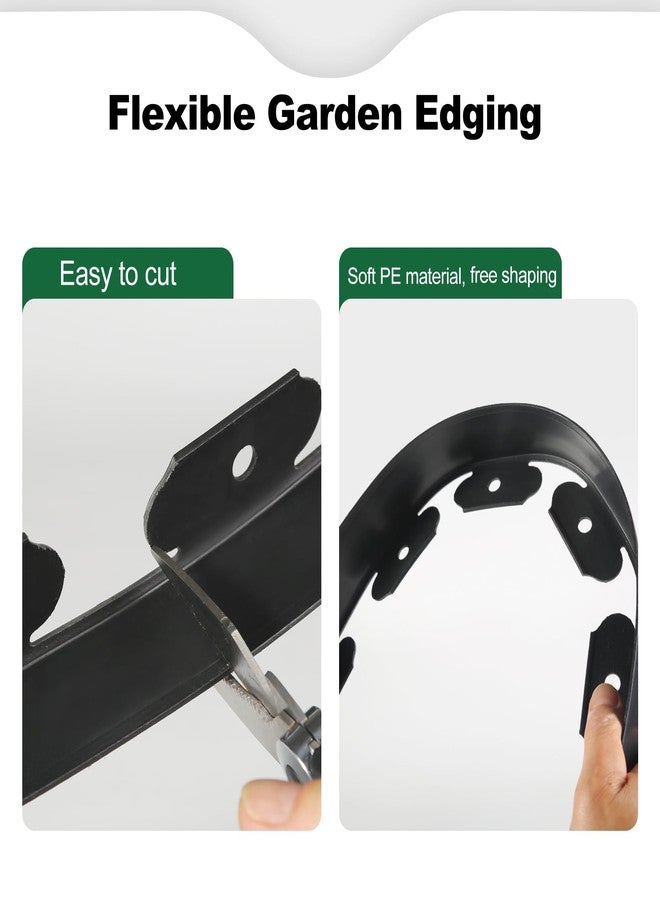 LINSHRY 33 FT Landscape Edging No Dig, 4 in.Tall Garden Edging Border with 30 Spikes, Flexible Plastic Lawn Edging for Landscaping Flower Bed Yard Pathway(Black) - Image 3