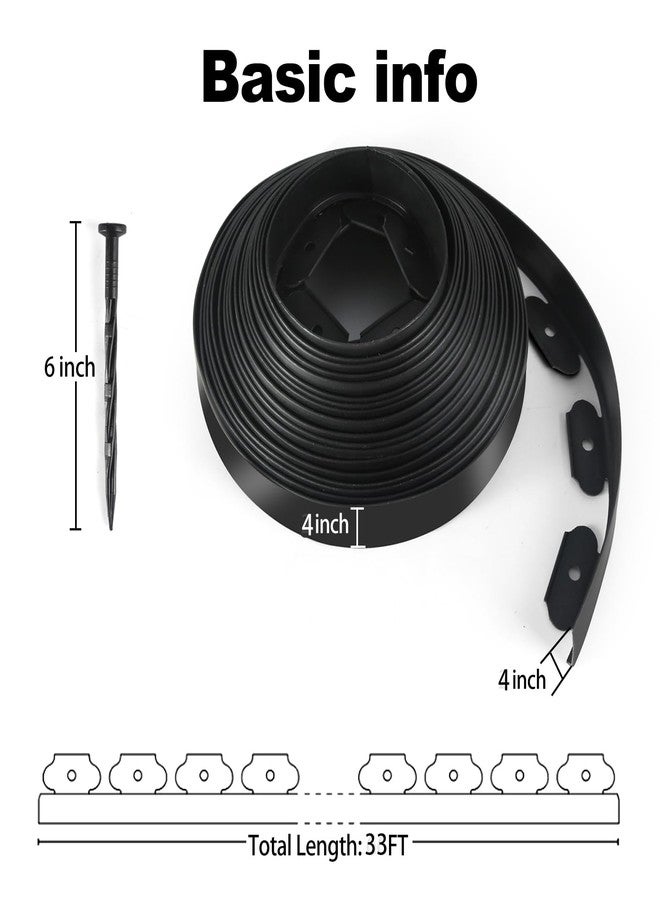 LINSHRY 33 FT Landscape Edging No Dig, 4 in.Tall Garden Edging Border with 30 Spikes, Flexible Plastic Lawn Edging for Landscaping Flower Bed Yard Pathway(Black) - Image 5