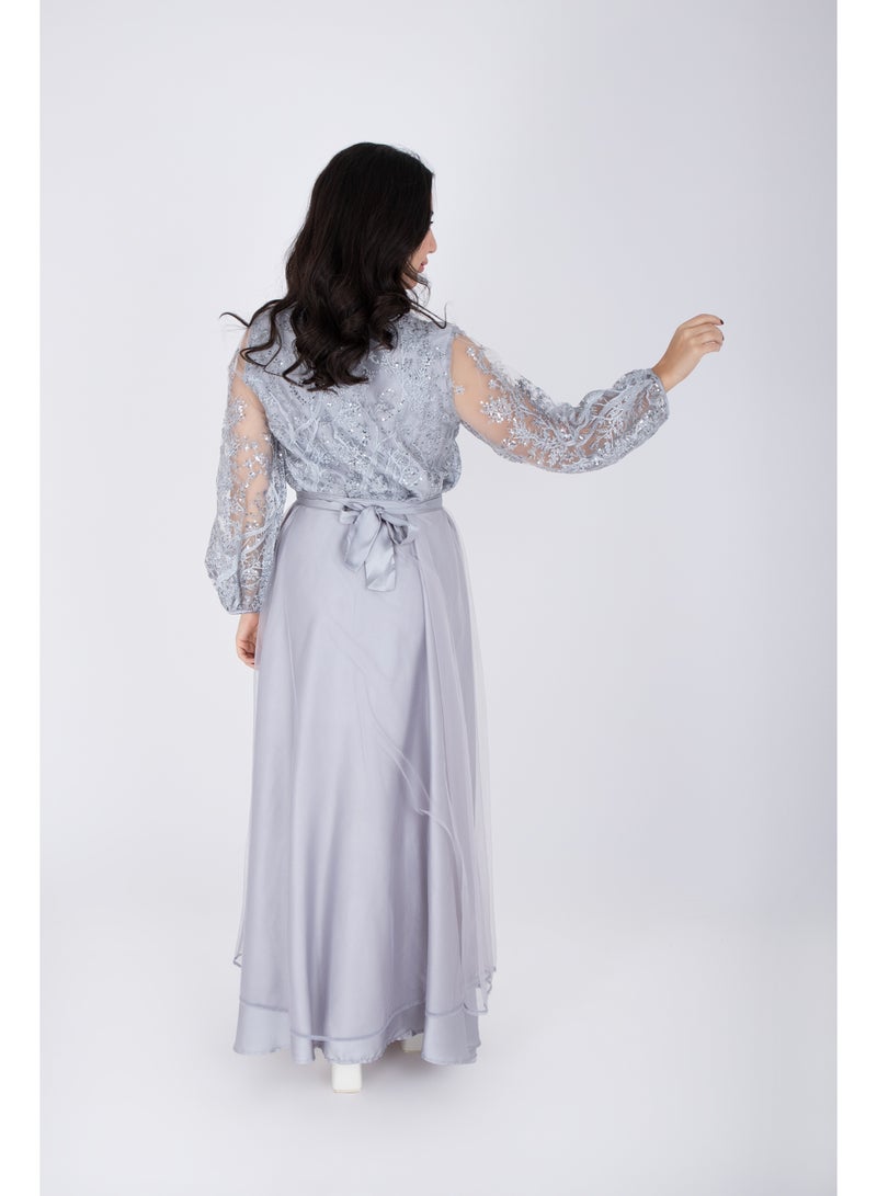 IKKXA Chiffon Layered Dress Applique Design - Image 4