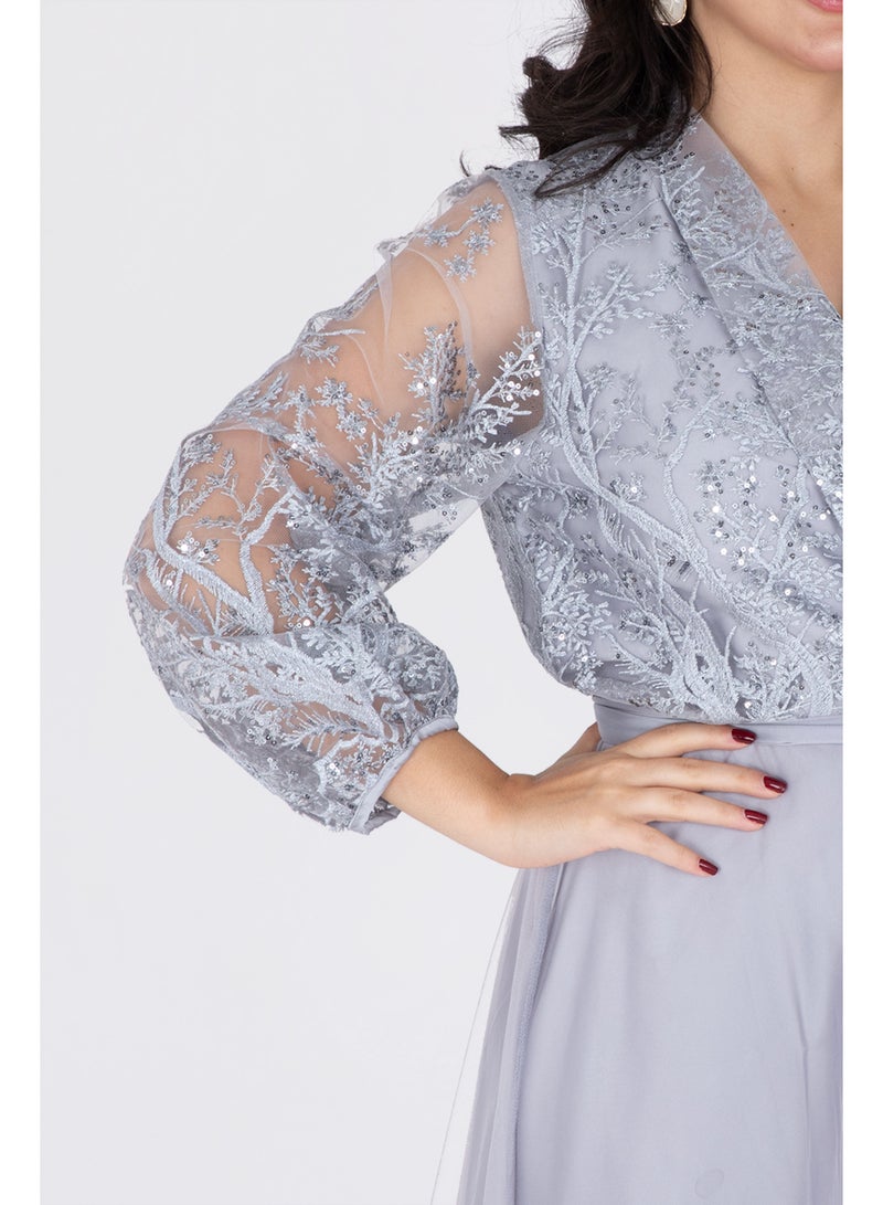 IKKXA Chiffon Layered Dress Applique Design - Image 2