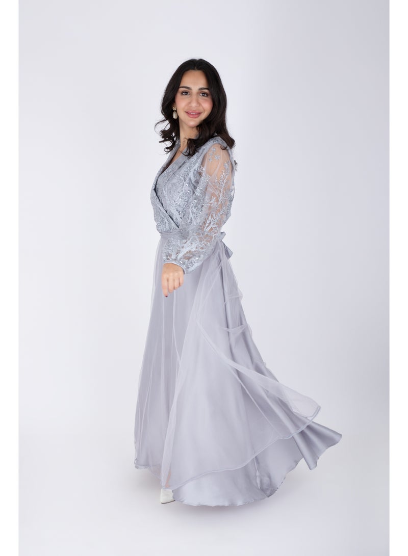 IKKXA Chiffon Layered Dress Applique Design - Image 3