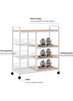 AGD Durable Kitchen Shelf and Microwave Holder Multi-Use Kitchen Storage Rack, 4 Layers with Wire Side Baskets for Vegetables and Fruits, Hooks for Hanging Spoons and Towels, H103*W80*D30 cm  - Image 5
