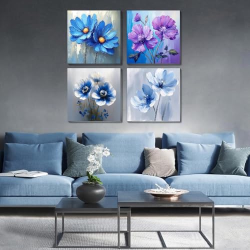 Fotasmua 4 Pack Paint by Numbers Kit for Adults Kids Easy Framed Adults Paint by Numbers Kits DIY Simple Flowers Acrylic Oil Painting Number Kits for Home Wall Decor 8 x 8 Inch - Image 3