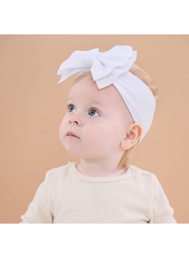 Cinaci 12 Pack Super Stretchy Nylon Headbands with Big Bow Hair Accessories Wide Headwraps for Baby Girls Infants Toddlers Kids - Image 2