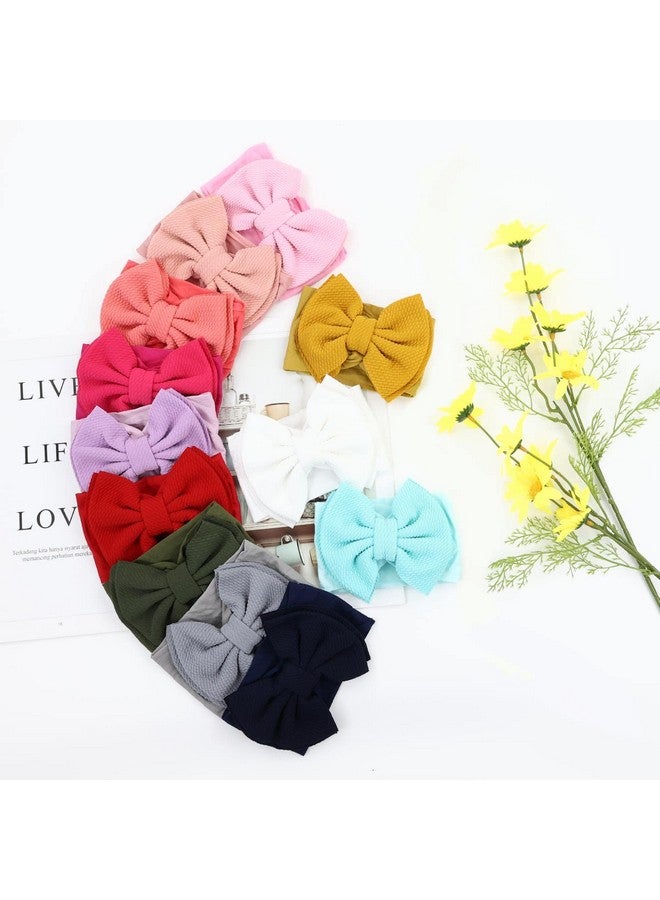 Cinaci 12 Pack Super Stretchy Nylon Headbands with Big Bow Hair Accessories Wide Headwraps for Baby Girls Infants Toddlers Kids - Image 5