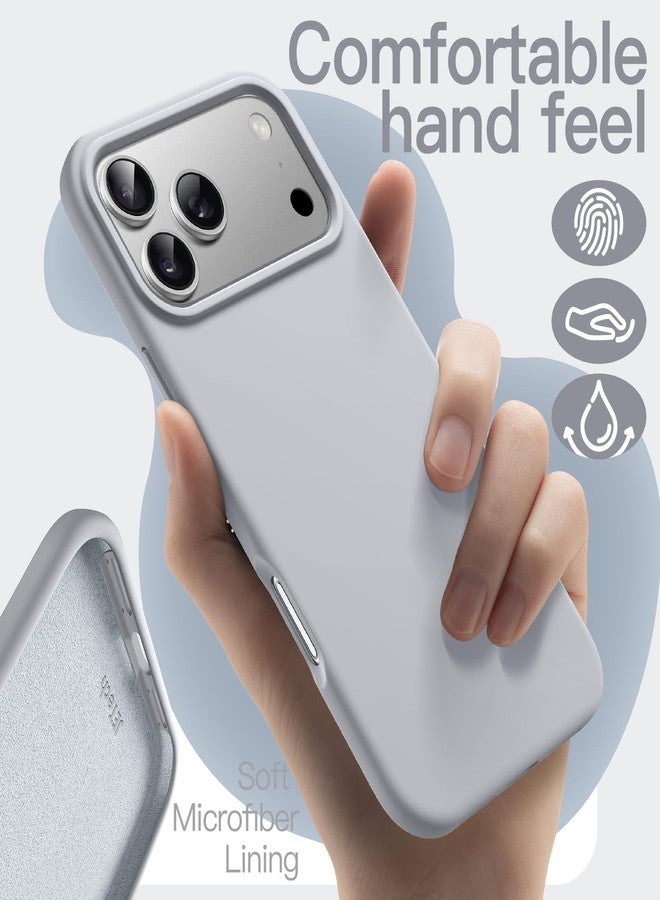 جي تيك جراب سيليكون سائل من JETech لهاتف iPhone 17 Pro Max مقاس 6.9 بوصة، ملمس ناعم كالحرير، حماية كاملة للجسم، غطاء هاتف مقاوم للخدش والصدمات مع بطانة من الألياف الدقيقة (رمادي) - Image 3