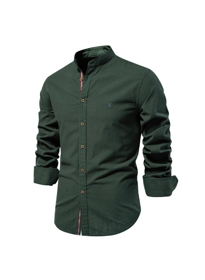 Cotton Social Shirt Men Solid Color Long Sleeve High Quality Brand Shirt for Men Spring Stand Casual Men's Shirts - Image 1
