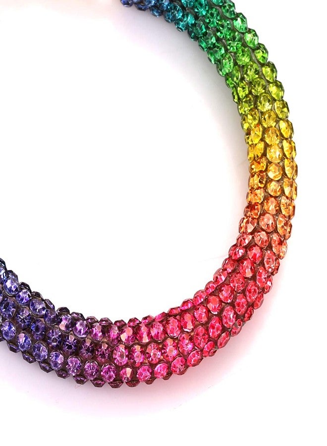 بودرير أقراط حلقية من بوديرير للنساء، بتصميم بوهيمي بألوان قوس قزح، مرصعة بأحجار الراين اللامعة، مصنوعة من الراتنج، مجوهرات عصرية (قوس قزح) - Image 5