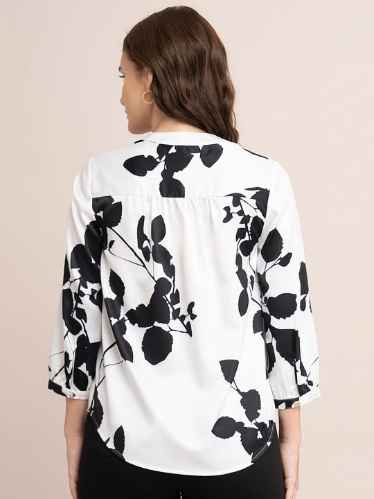PATLANI Women s/Girl s Rayon Full Stitched Lightwait Casual Top with Digital Floral Print. White - Image 2