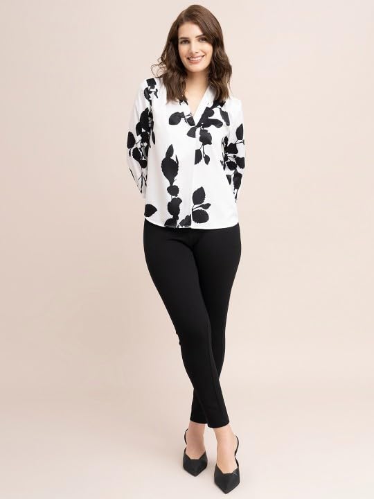 PATLANI Women s/Girl s Rayon Full Stitched Lightwait Casual Top with Digital Floral Print. White - Image 4