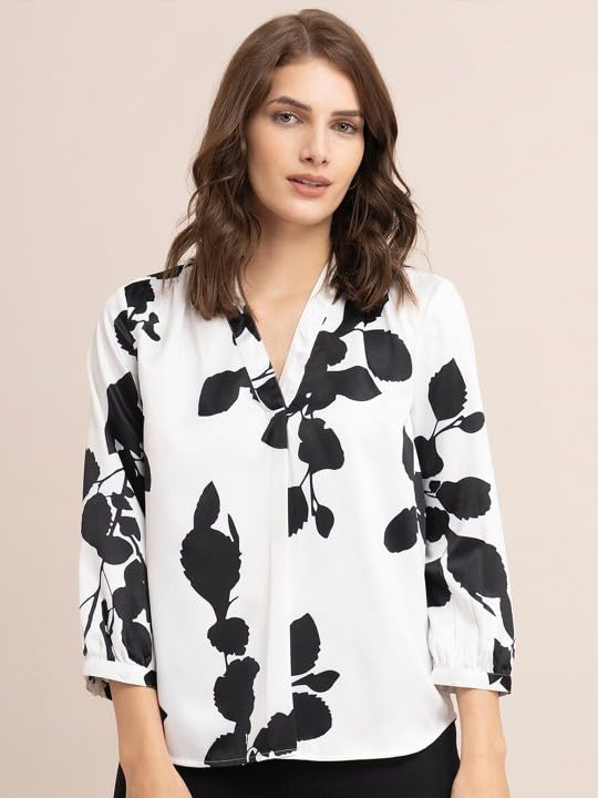 PATLANI Women s/Girl s Rayon Full Stitched Lightwait Casual Top with Digital Floral Print. White - Image 3