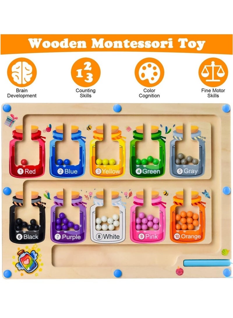 general Wooden Toddler Puzzle Board for 3-5 Year Old Boys and Girls, Montessori Magnetic Color and Number Maze for Learning, Counting, And Fine Motor Skills Development (Multicolour) - Image 4
