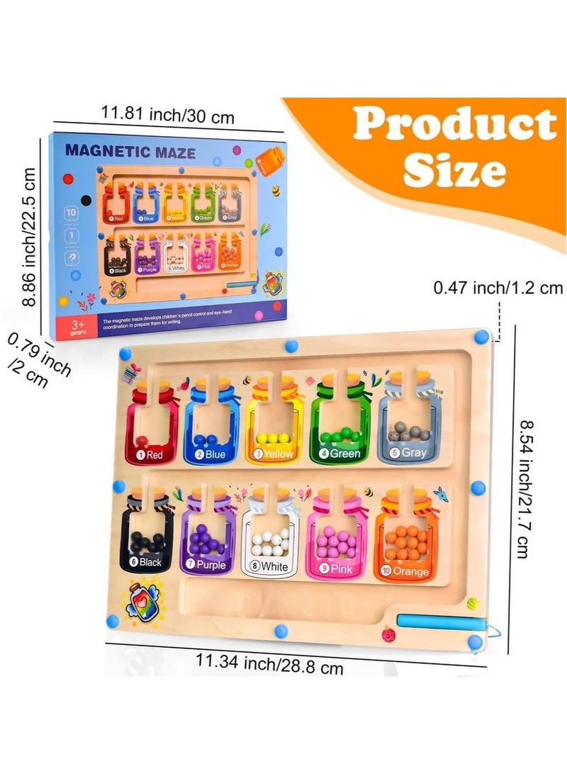 general Wooden Toddler Puzzle Board for 3-5 Year Old Boys and Girls, Montessori Magnetic Color and Number Maze for Learning, Counting, And Fine Motor Skills Development (Multicolour) - Image 2