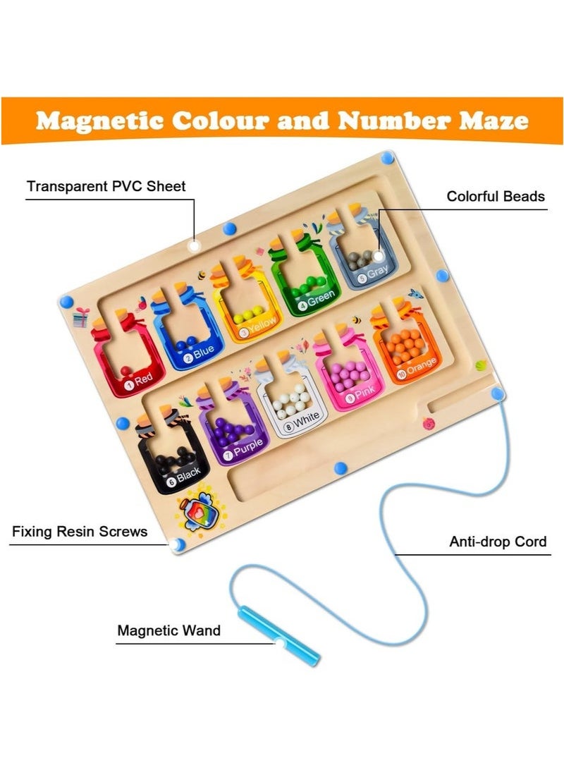 general Wooden Toddler Puzzle Board for 3-5 Year Old Boys and Girls, Montessori Magnetic Color and Number Maze for Learning, Counting, And Fine Motor Skills Development (Multicolour) - Image 3