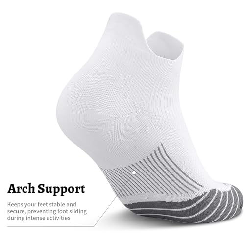 PAPLUS Low Cut Compression Socks for Men and Women(6 Pairs), No Show Ankle Running Cycling Socks with Arch Support for Plantar Fasciitis, Cyling, Athletic, Flight, Travel, Nurses. White L/XL - Image 4