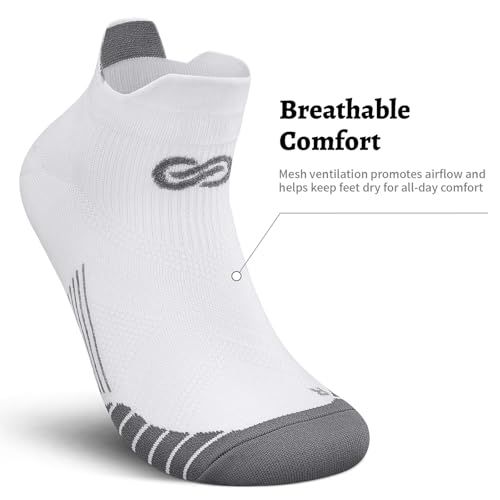 PAPLUS Low Cut Compression Socks for Men and Women(6 Pairs), No Show Ankle Running Cycling Socks with Arch Support for Plantar Fasciitis, Cyling, Athletic, Flight, Travel, Nurses. White L/XL - Image 5