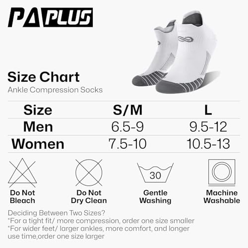PAPLUS Low Cut Compression Socks for Men and Women(6 Pairs), No Show Ankle Running Cycling Socks with Arch Support for Plantar Fasciitis, Cyling, Athletic, Flight, Travel, Nurses. White L/XL - Image 2