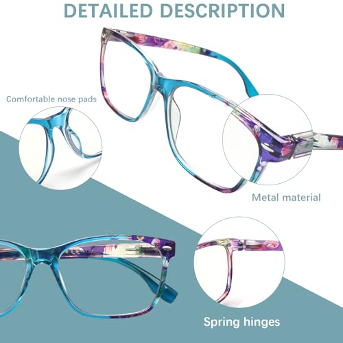 CLASAGA Progressive Multifocus Reading Glasses for Women,Blue Light Blocking Spring Hinge Fashion Pattern Print Computer Readers (pattern design-5, 1.0, x) - Image 5