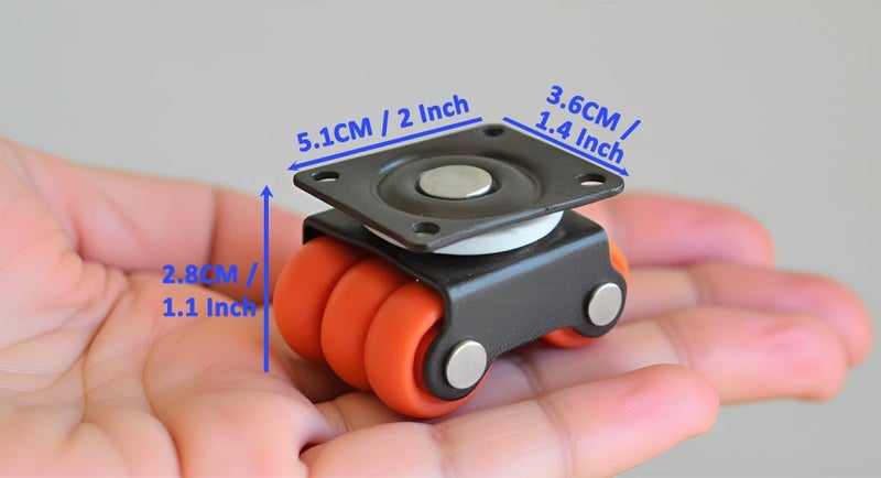 APPSTER 8pcs Revolving Six Wheel Castor Roller Baby Sixer Caster Wheels Size: 20mm | 360 Degrees Rotating Heavy Duty 300Kg Load Capacity for Trolley, Furniture, Table - Pack of 8pcs - Image 2