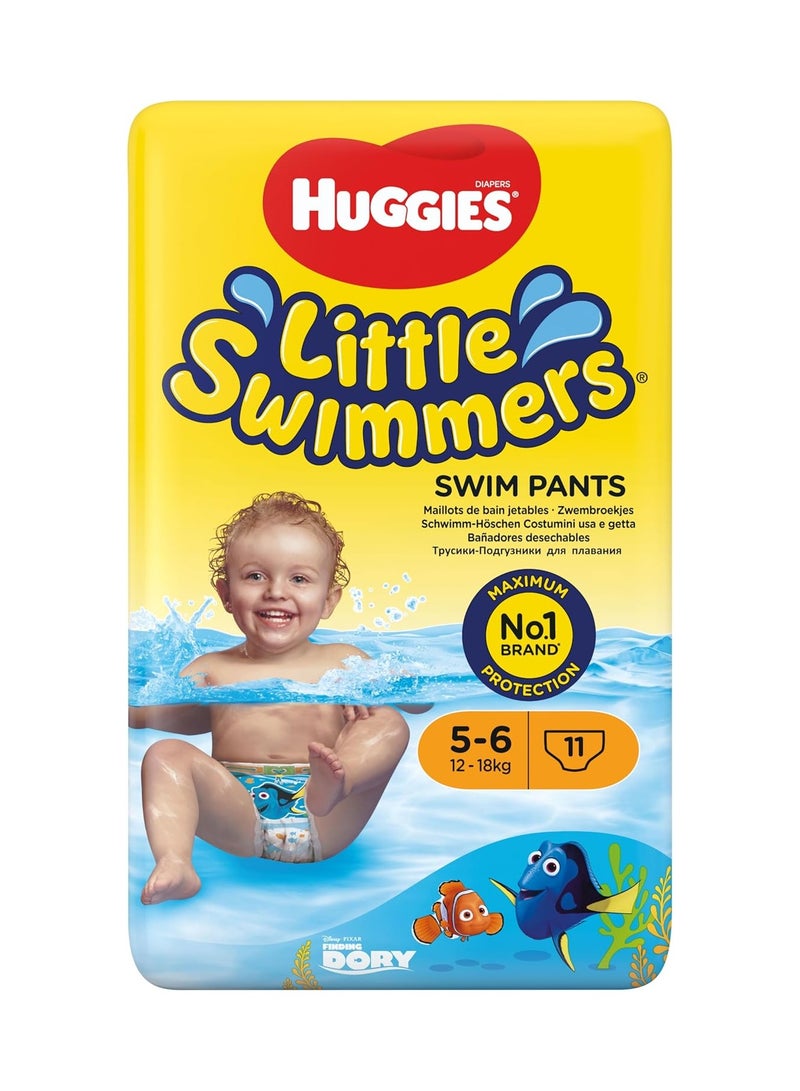 HUGGIES حفاضات سباحة هاجيز للأطفال القابلة للتصرف، الحجم 5-6 (12-18 كجم)، 11 حفاضة استحمام، قد يختلف التعبئة