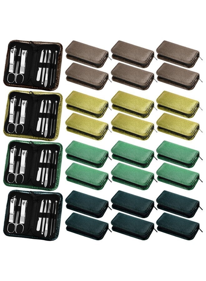 كوم مجموعة مكونة من 24 طقم للعناية بالأظافر، مجموعة مانيكير بسحاب، مقص أظافر احترافي 8 في 1 من الفولاذ المقاوم للصدأ، أدوات للعناية بالأظافر مع حقيبة سفر فاخرة، هدايا للرجال والنساء والأصدقاء والزملاء (سلسلة خضراء) - Image 1