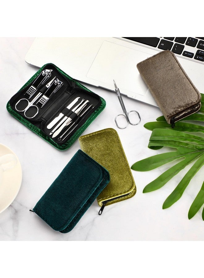 كوم مجموعة مكونة من 24 طقم للعناية بالأظافر، مجموعة مانيكير بسحاب، مقص أظافر احترافي 8 في 1 من الفولاذ المقاوم للصدأ، أدوات للعناية بالأظافر مع حقيبة سفر فاخرة، هدايا للرجال والنساء والأصدقاء والزملاء (سلسلة خضراء) - Image 3