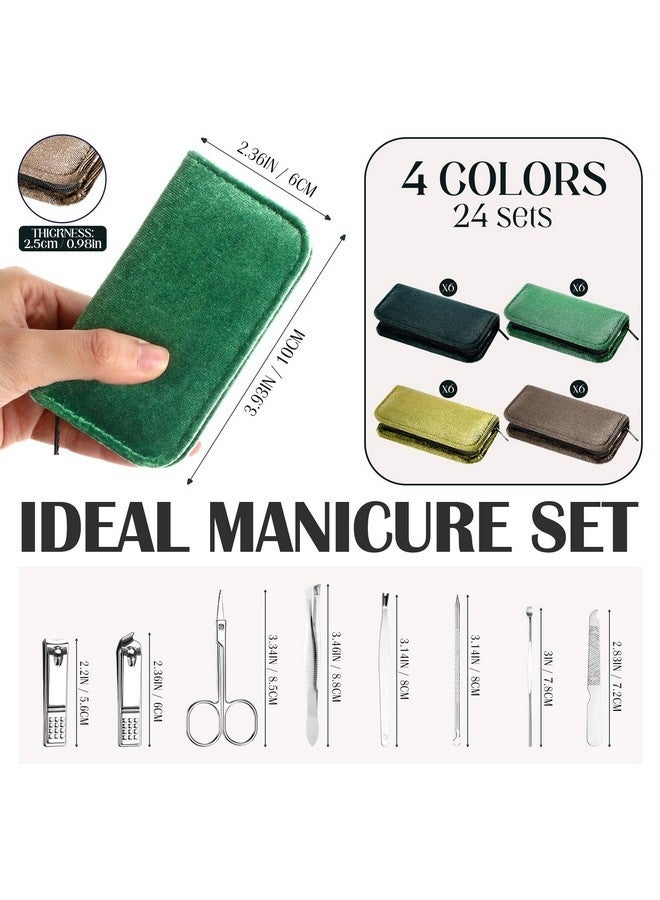 كوم مجموعة مكونة من 24 طقم للعناية بالأظافر، مجموعة مانيكير بسحاب، مقص أظافر احترافي 8 في 1 من الفولاذ المقاوم للصدأ، أدوات للعناية بالأظافر مع حقيبة سفر فاخرة، هدايا للرجال والنساء والأصدقاء والزملاء (سلسلة خضراء) - Image 2