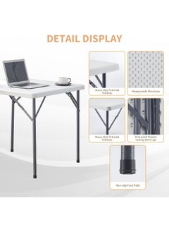 MOMENT Folding Square Lightweight Trestle Outdoor Camping Table, Heavy Duty Plastic Outdoor Folding Picnic Table, Folding Trestle Table For Bbq Party, Folds In Half With Carry Handle, White [88×88×75Cm]  - Image 4