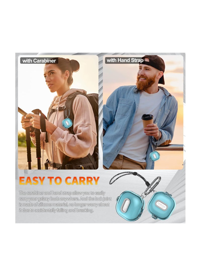 Generic - Elmo3ezz Case Compatible [Upgrade Lock] for Galaxy Buds 2 Pro/Galaxy Buds Pro/Galaxy Buds 2 Case/Galaxy Buds Live, Cover Case Compatible with Samsung Shockproof Protective with Lanyard (Clear Blue) - Image 1