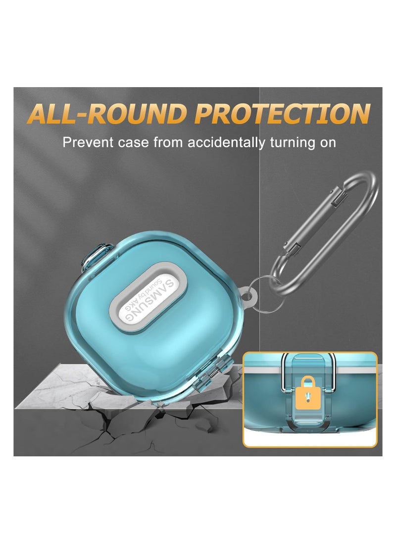 Generic - Elmo3ezz Case Compatible [Upgrade Lock] for Galaxy Buds 2 Pro/Galaxy Buds Pro/Galaxy Buds 2 Case/Galaxy Buds Live, Cover Case Compatible with Samsung Shockproof Protective with Lanyard (Clear Blue) - Image 1