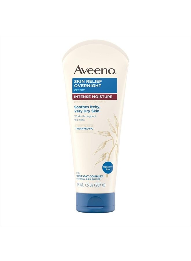 Aveeno Skin Relief Overnight Intense Moisture Cream with Triple Oat Complex & Natural Shea Butter, Therapeutic Dimethicone Skin Protectant for Dry Itchy Skin Relief, Fragrance- & Steroid-Free, 7.3 oz - Image 1