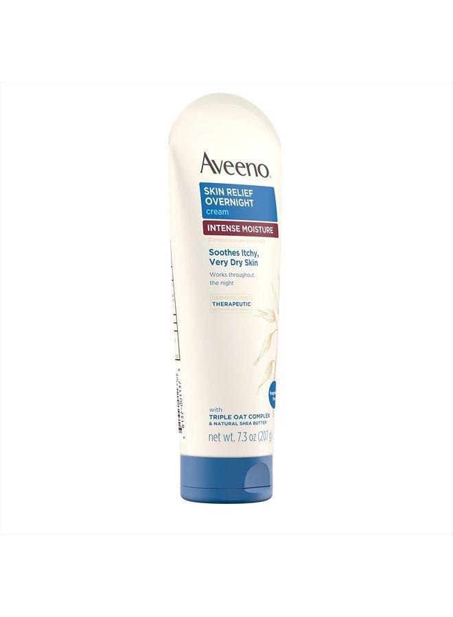 Aveeno Skin Relief Overnight Intense Moisture Cream with Triple Oat Complex & Natural Shea Butter, Therapeutic Dimethicone Skin Protectant for Dry Itchy Skin Relief, Fragrance- & Steroid-Free, 7.3 oz - Image 3
