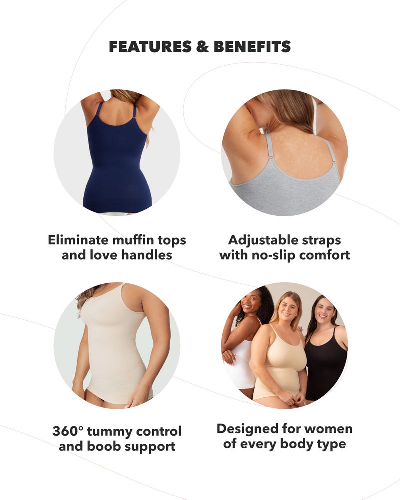 SHAPERMINT قمصان شابيرمنت للنساء - قميص بحلقه عميقة لتشكيل الجسم للنساء، تحكم في البطن، قمصان تانك للنساء - Image 5
