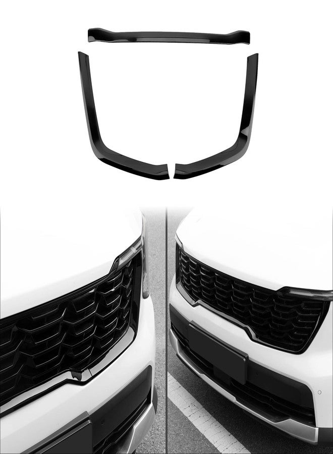 JUIVEEL Car Front Bumper Upper Lower Grille Front Hood Kidney Grill Cover Set Compatible with Kia Sorento 2024-2025 Accessories[NOT Compatible with Sorento X-line SX Prestige] (Glossy Black Style) - Image 1
