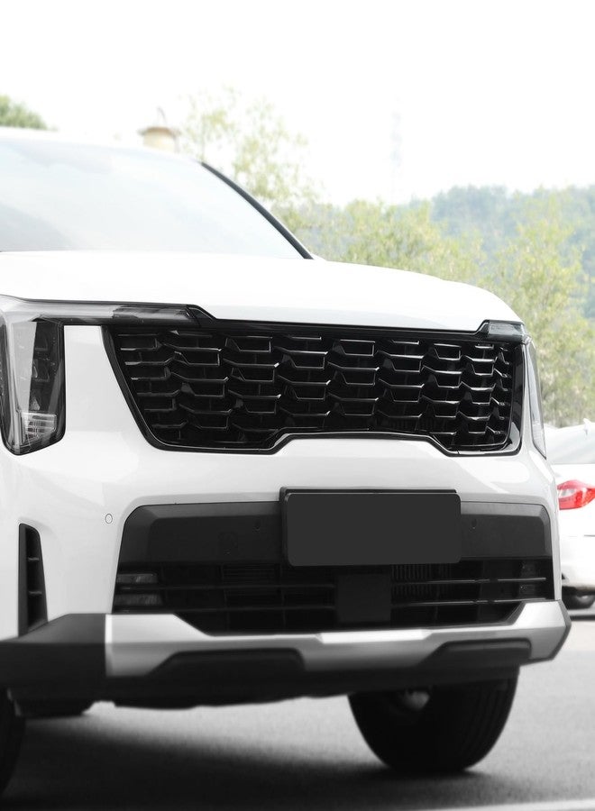 JUIVEEL Car Front Bumper Upper Lower Grille Front Hood Kidney Grill Cover Set Compatible with Kia Sorento 2024-2025 Accessories[NOT Compatible with Sorento X-line SX Prestige] (Glossy Black Style) - Image 3