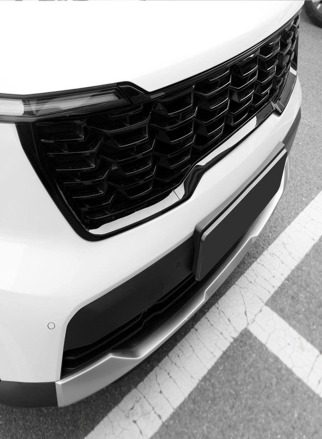 JUIVEEL Car Front Bumper Upper Lower Grille Front Hood Kidney Grill Cover Set Compatible with Kia Sorento 2024-2025 Accessories[NOT Compatible with Sorento X-line SX Prestige] (Glossy Black Style) - Image 4