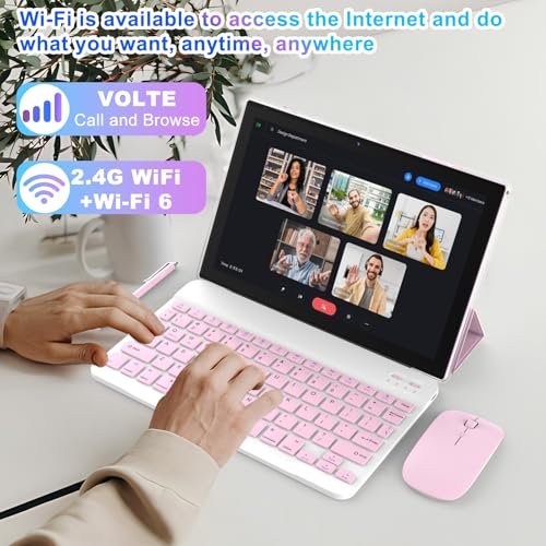 CUPEISI 10 Inch Android 15 Tablet, 2 in 1 Tablets with Keyboard/Mouse/Case/Stylus, 8GB RAM+64GB ROM/1TB Expandable, 1.8Ghz Quad-core Processor, 1280 * 800 HD Touch Screen, 8MP Camera, 2.4G/5G WiFi 6 Tablet - Image 2
