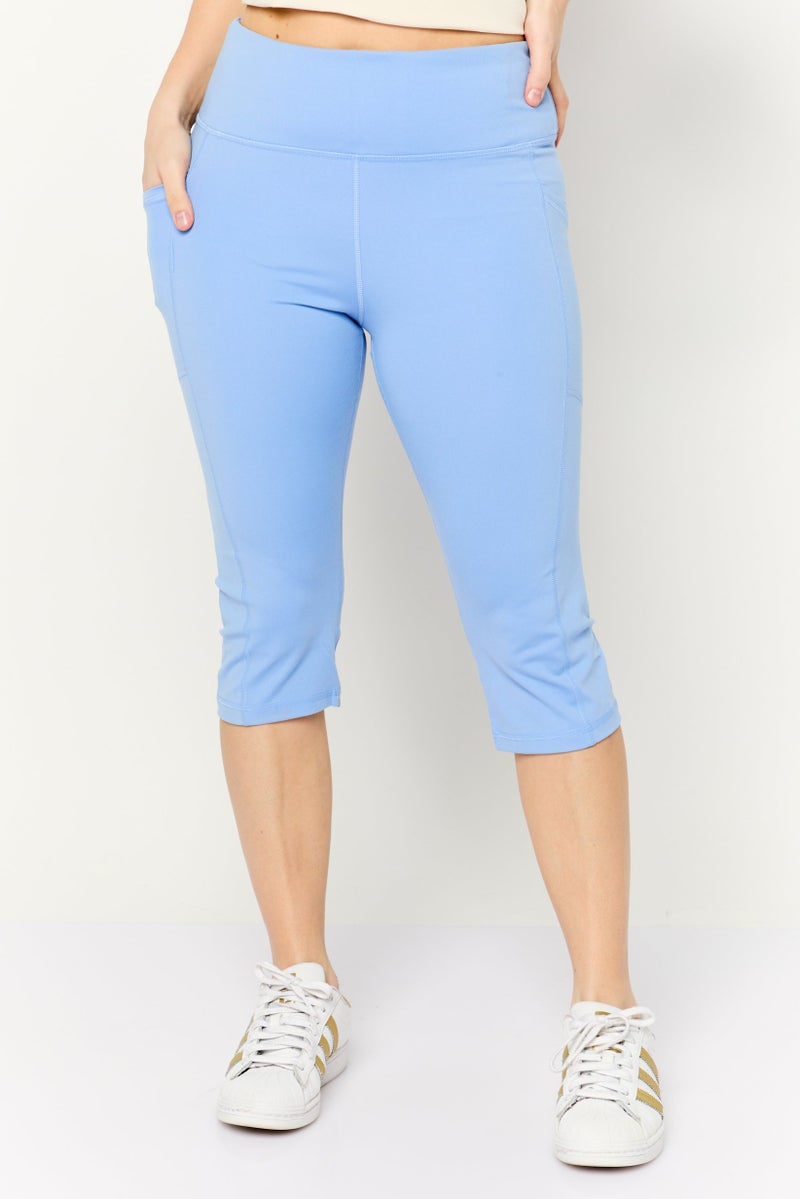 DKNY Sport Women Sportswear Fit Training Tights, Light Blue - Image 1