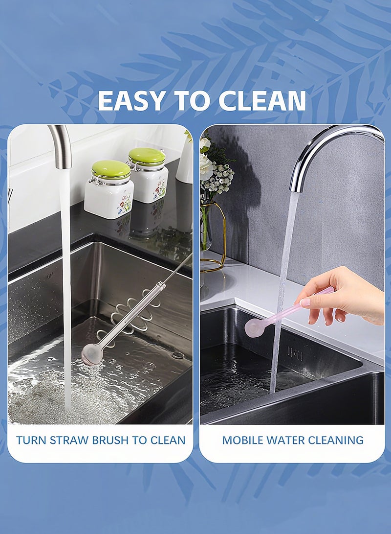 هيروكس 8 قطع من مصاصات الزجاج الملونة، مقاومة للكسر وآمنة للاستخدام في غسالة الأطباق، مصاصات قابلة لإعادة الاستخدام مع فرشاة، للعصائر والمشروبات الساخنة والباردة والقهوة (4 بوصة) - Image 3